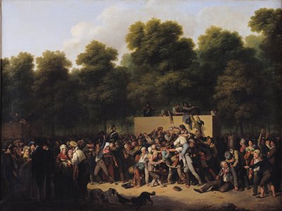 De Distributie van Voedsel en Wijn op de Champs-Elysees door Louis Leopold Boilly